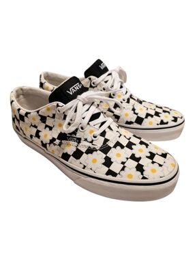 Vans Checkerboard Daisy Low-Top Sneakers — Black, White & Yellow